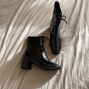 Jeffrey Campbell Black Lace-Up Ankle Boots